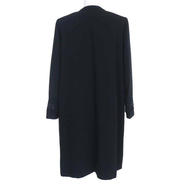 Excellent ETROcoat Paisleylining,embroidered pattern,nocollar,long black wool 38