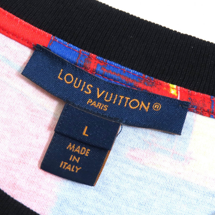 素晴らしい LOUIS VUITTON 半袖Tシャツ シティプリント LVチェーン クルーネック マルチカラー L