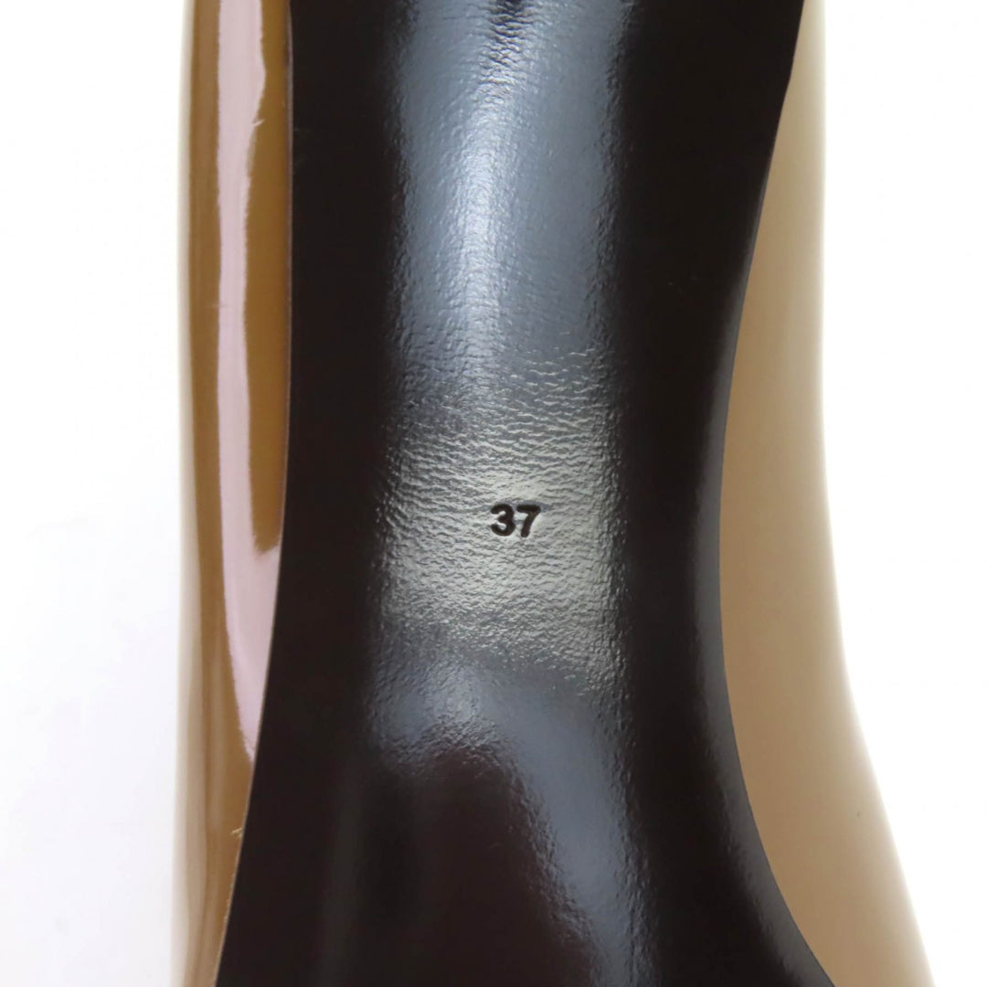 新品 ドルチェ＆ガッバーナ パンプス DGバックル ポインテッドトゥ ブラウン パテントレザー レディース 37