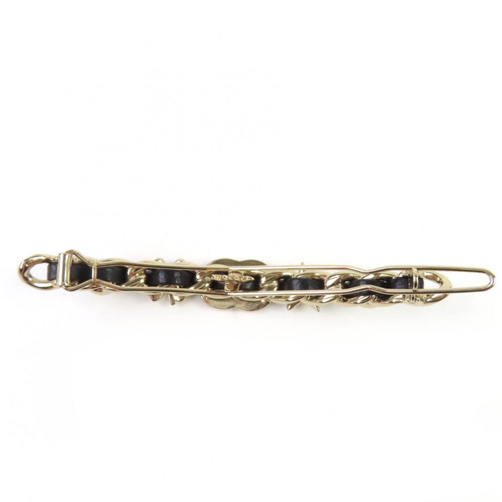 Excellent CHANEL VallettaCOCOMark ChainPearlStarCloverBijou Goldblack Women B20B
