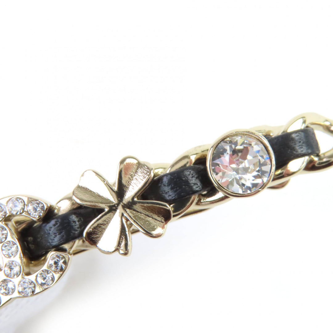 Excellent CHANEL VallettaCOCOMark ChainPearlStarCloverBijou Goldblack Women B20B
