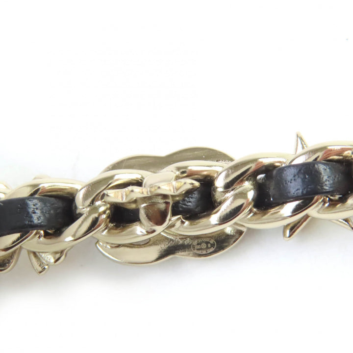Excellent CHANEL VallettaCOCOMark ChainPearlStarCloverBijou Goldblack Women B20B
