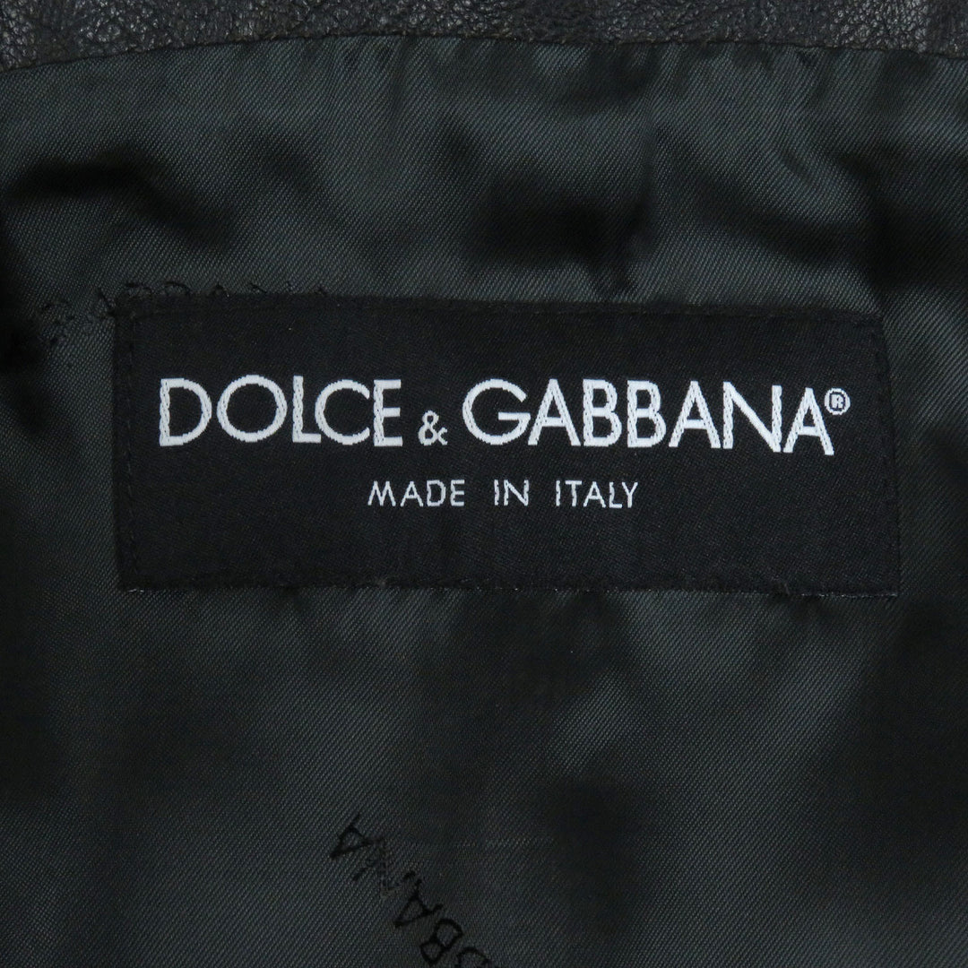 美品 DOLCE&amp;GABBANA レザージャケット 黒タグ ヴィンテージ加工 カンガルーレザー