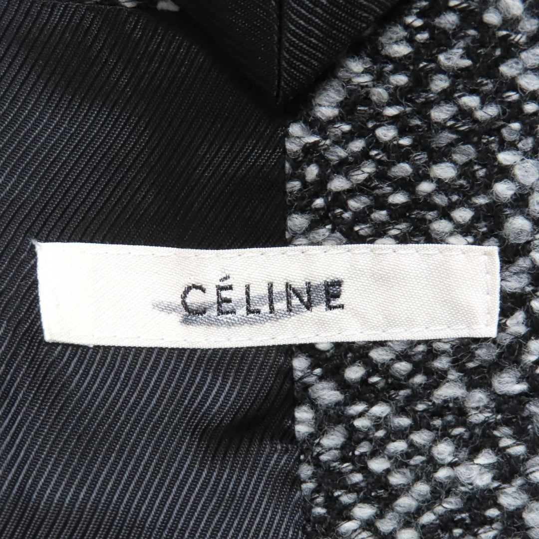 CELINE コート フィービー 時代物 ダブルブレスト ツイード グレー 34 2 8W82 253C 美品