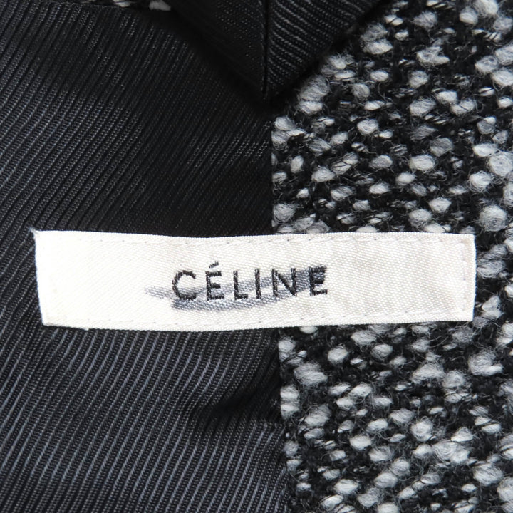 CELINE コート フィービー 時代物 ダブルブレスト ツイード グレー 34 2 8W82 253C 美品