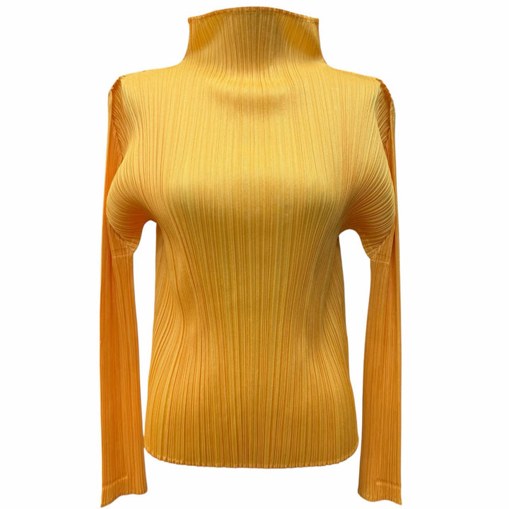 Excellent PLEATS PLEASE T-shirt High neck Long sleeve polyester 3 PP61-JK122