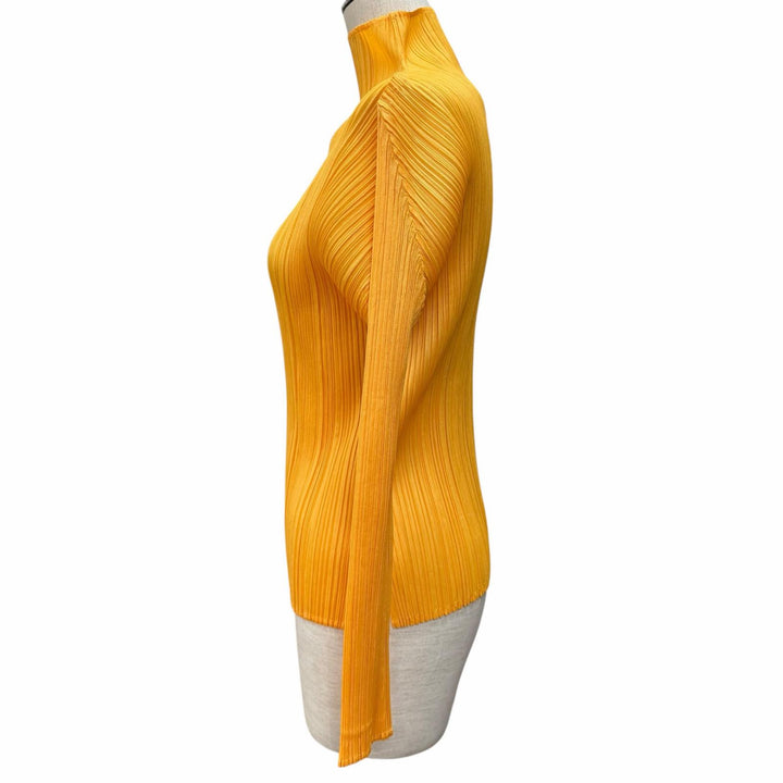 Excellent PLEATS PLEASE T-shirt High neck Long sleeve polyester 3 PP61-JK122