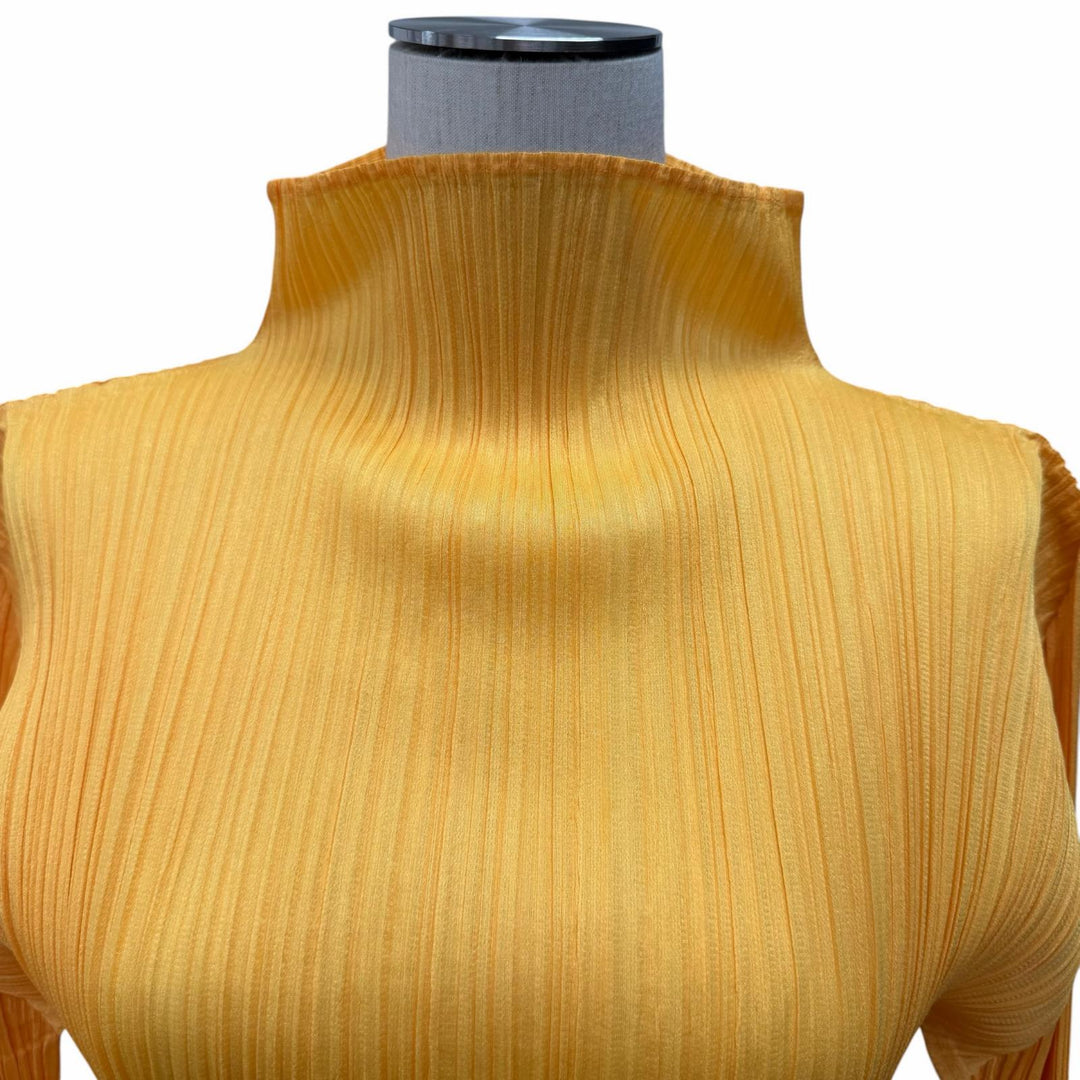 Excellent PLEATS PLEASE T-shirt High neck Long sleeve polyester 3 PP61-JK122