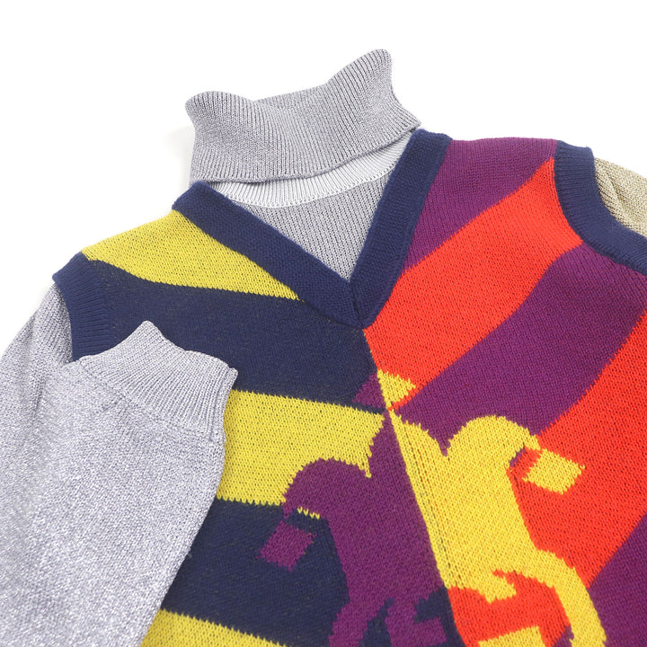 Pristine GUCCI sweater Turtleneck docking design multicolor wool mens S 724770