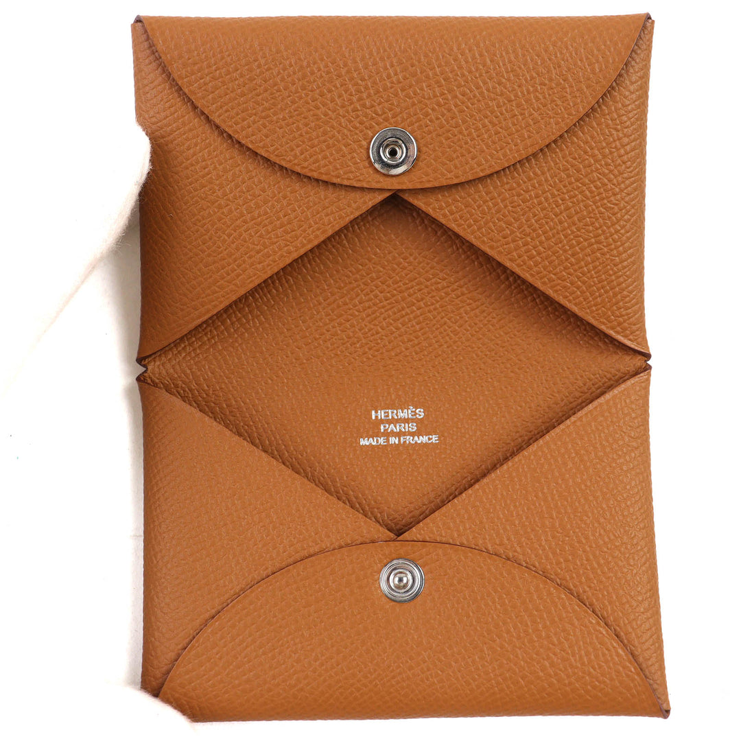 Pristine HERMES Card Case Calvi Epsom Leather Women