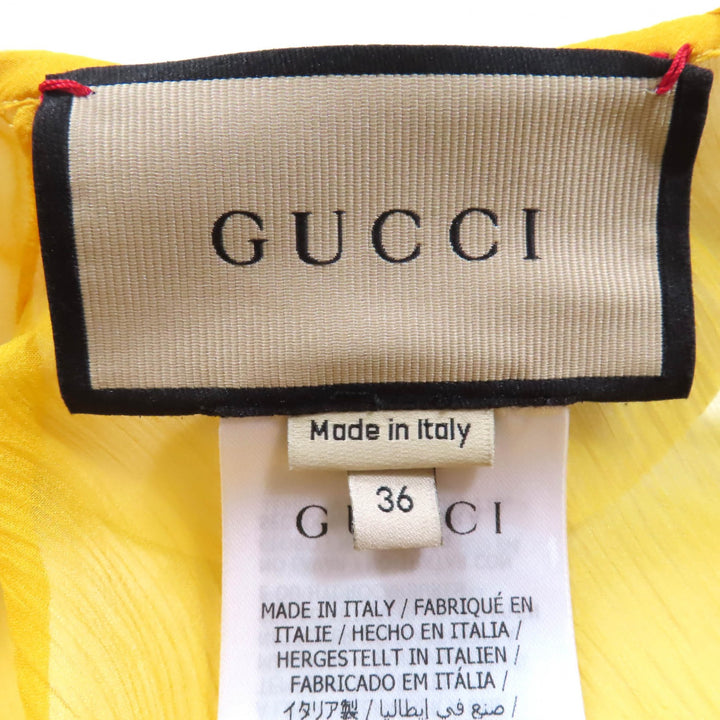 新品 GUCCI ワンピース 裏地付き イエロー シルク レディース 36 728125