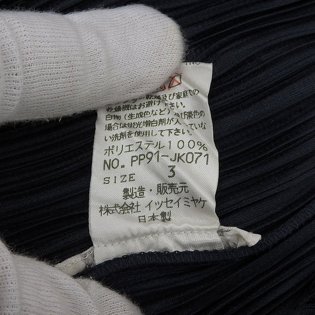 PLEATS PLEASE Tシャツ ノースリーブ ダークネイビー ポリエステル レディース 3 PP91-JK071 美品