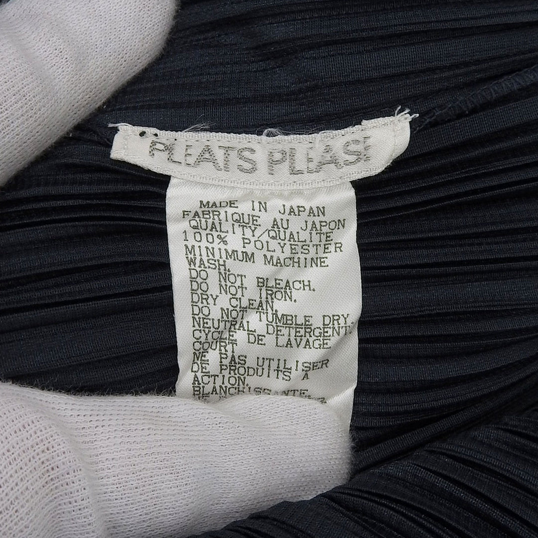 PLEATS PLEASE Tシャツ ノースリーブ ダークネイビー ポリエステル レディース 3 PP91-JK071 美品