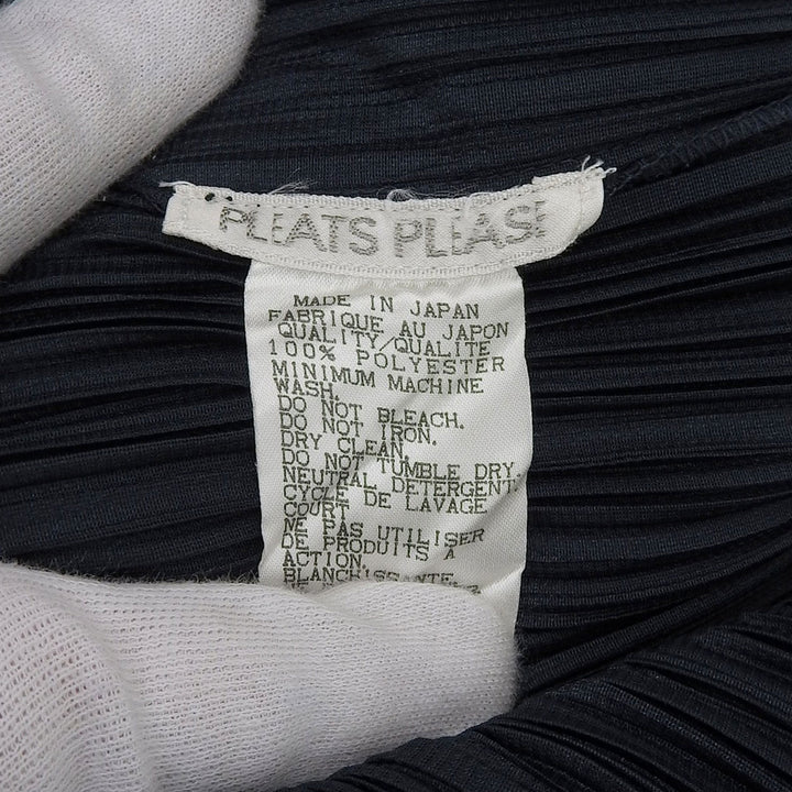 PLEATS PLEASE Tシャツ ノースリーブ ダークネイビー ポリエステル レディース 3 PP91-JK071 美品