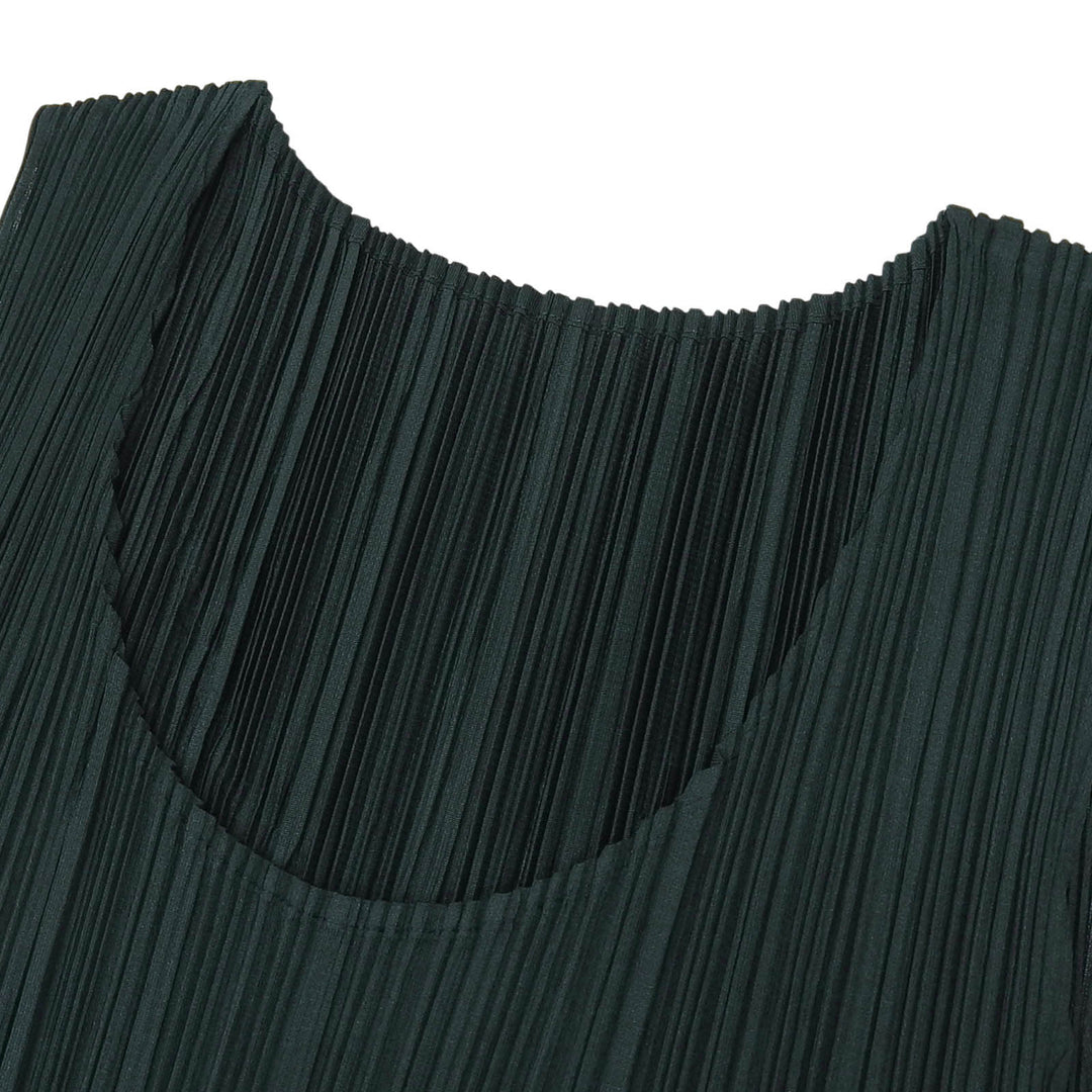 PLEATS PLEASE Tシャツ ノースリーブ ダークネイビー ポリエステル レディース 3 PP91-JK071 美品