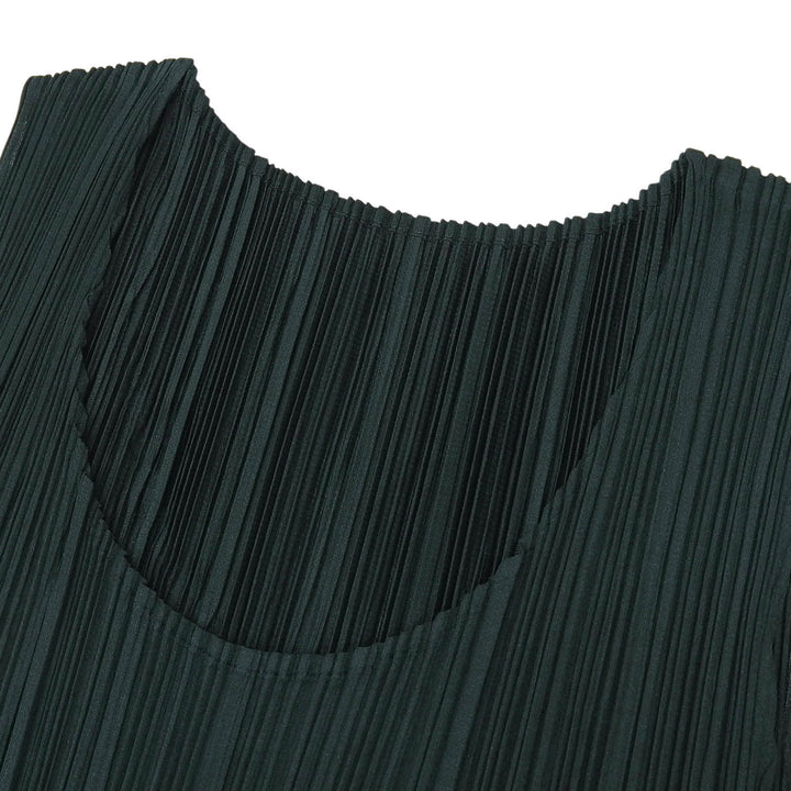 PLEATS PLEASE Tシャツ ノースリーブ ダークネイビー ポリエステル レディース 3 PP91-JK071 美品