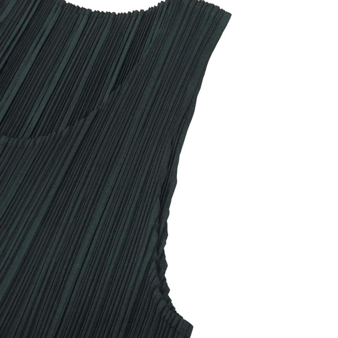 PLEATS PLEASE Tシャツ ノースリーブ ダークネイビー ポリエステル レディース 3 PP91-JK071 美品