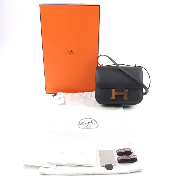 HERMES ショルダーバッグ コンスタンス3 ミニ ミロワール ブラック エプソン レザー レディース