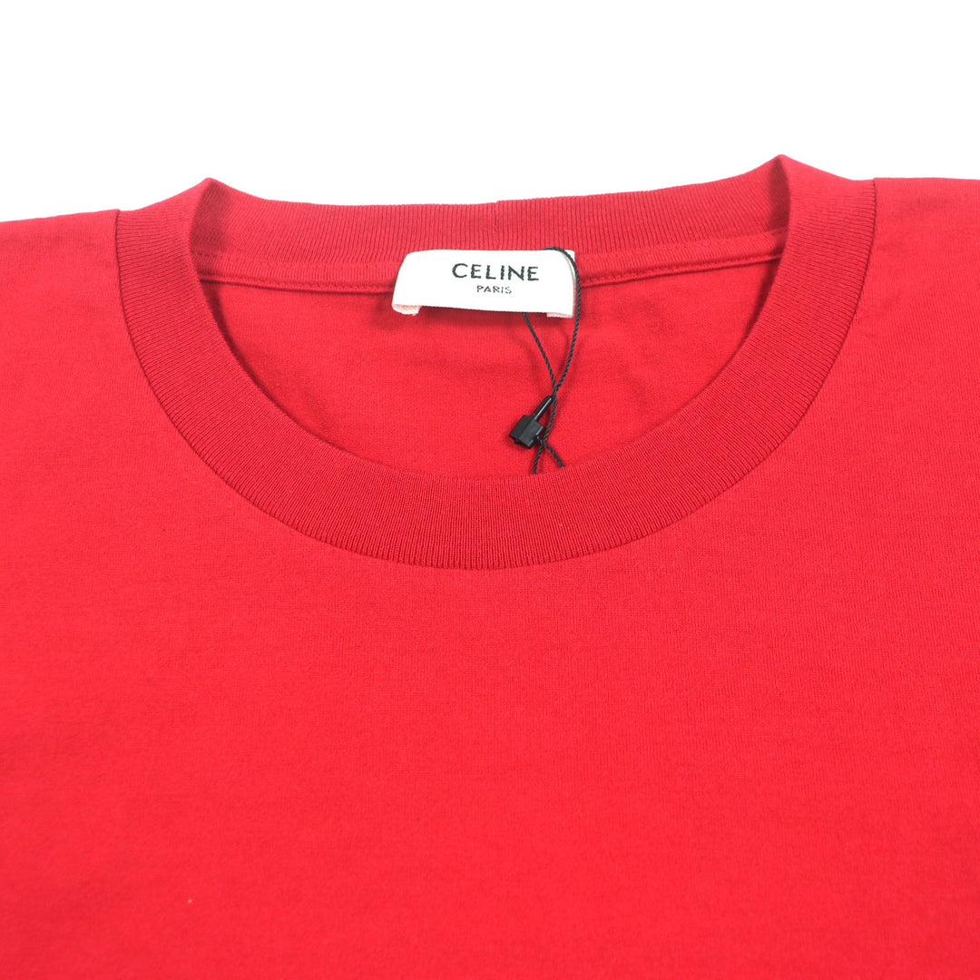 Pristine CELINE T-shirt STRANGE print crew neck Red cotton mens XS 2X826501F