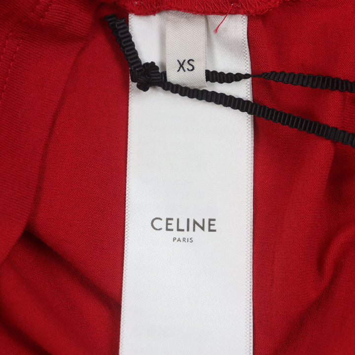 Pristine CELINE T-shirt STRANGE print crew neck Red cotton mens XS 2X826501F