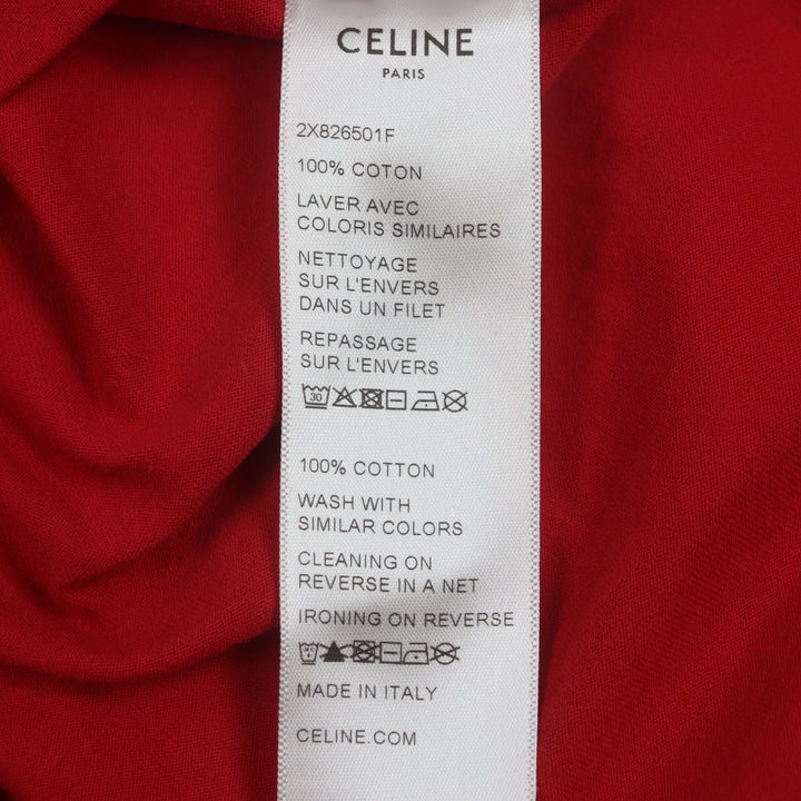 Pristine CELINE T-shirt STRANGE print crew neck Red cotton mens XS 2X826501F