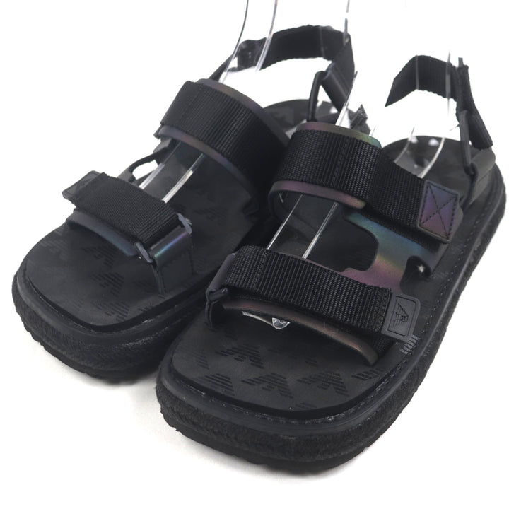 新品 EMPORIO ARMANI サンダル ロゴデザイン ストラップ ブラック ナイロン メンズ 7 X4P112