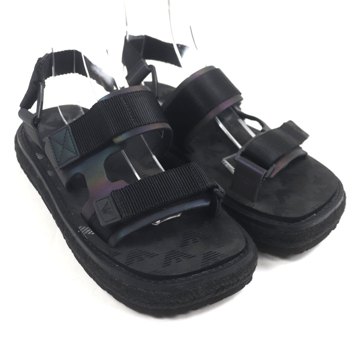 新品 EMPORIO ARMANI サンダル ロゴデザイン ストラップ ブラック ナイロン メンズ 7 X4P112
