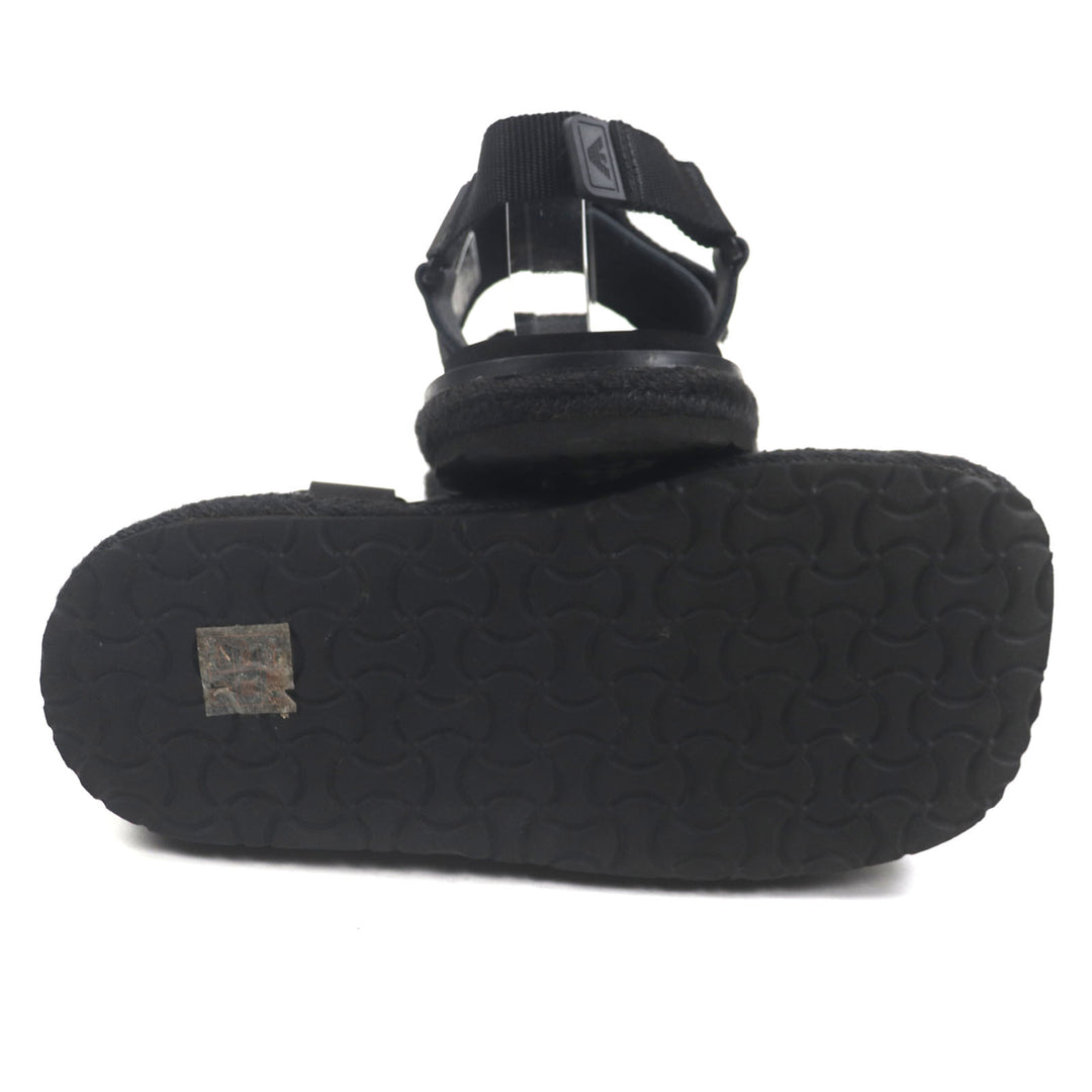 新品 EMPORIO ARMANI サンダル ロゴデザイン ストラップ ブラック ナイロン メンズ 7 X4P112