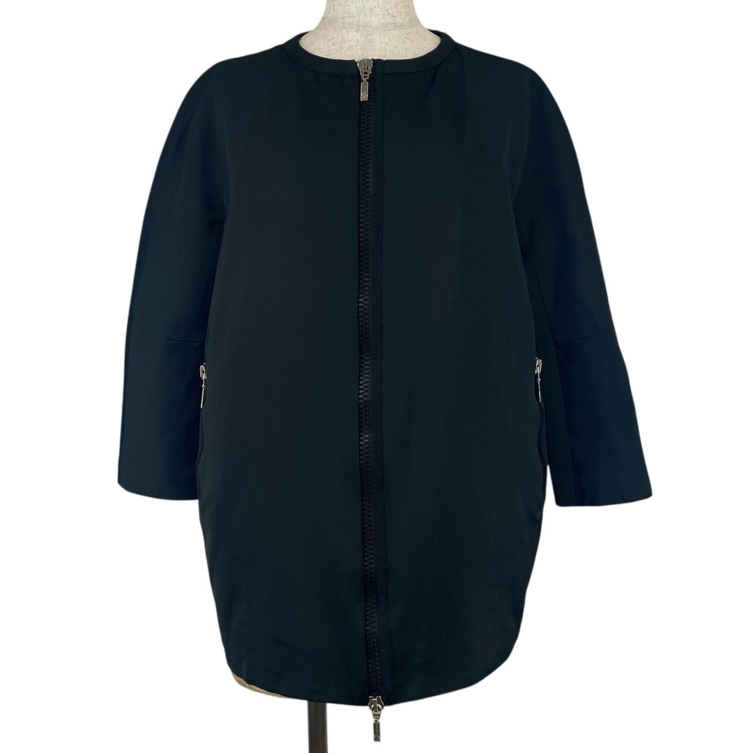 Great MONCLER down coat LIGNEVILLE No collar, 3/4 sleeves black cotton Women 2