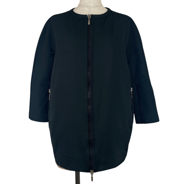 Great MONCLER down coat LIGNEVILLE No collar, 3/4 sleeves black cotton Women 2