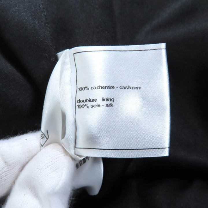 素晴らしい CHANEL コート ベルト付き ココマークボタン ロング ブラック カシミア レディース 34 P36435