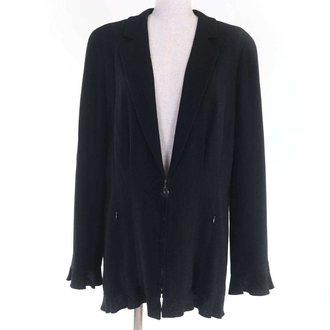 Great CHANEL Jacket COCO Mark ZIP black wool Women 42 02P P19666V11211