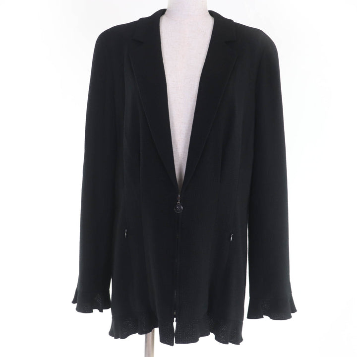 Great CHANEL Jacket COCO Mark ZIP black wool Women 42 02P P19666V11211