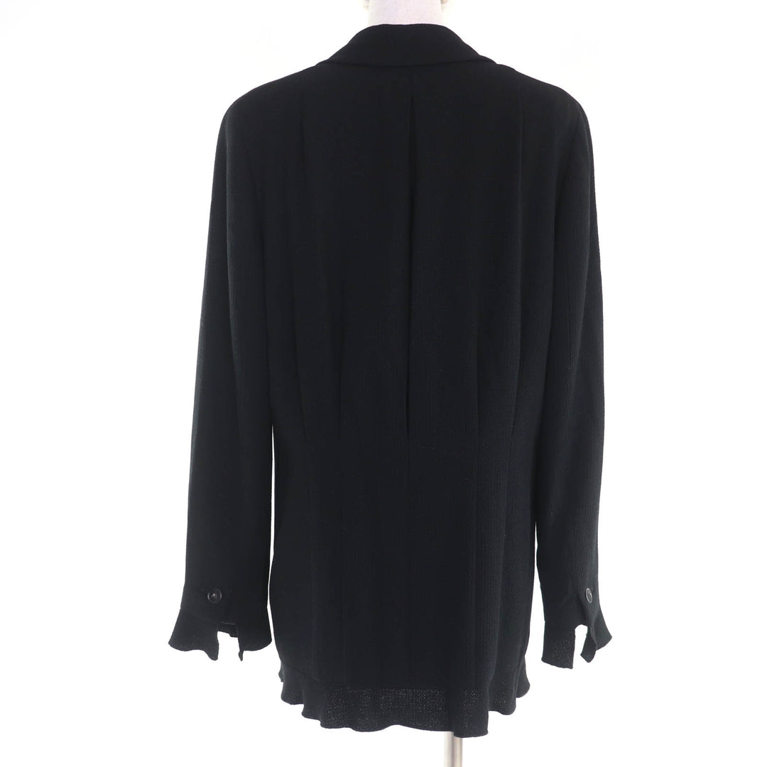Great CHANEL Jacket COCO Mark ZIP black wool Women 42 02P P19666V11211