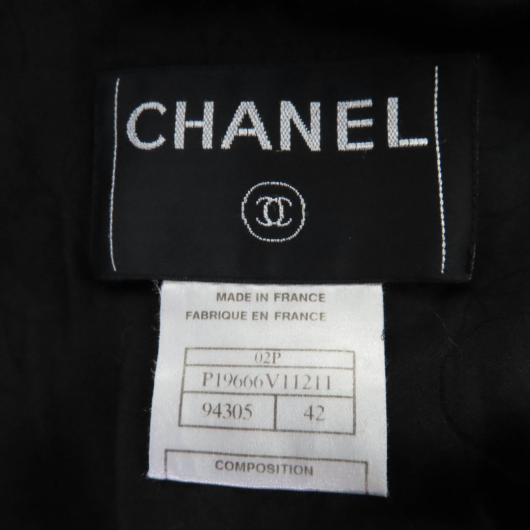 Great CHANEL Jacket COCO Mark ZIP black wool Women 42 02P P19666V11211