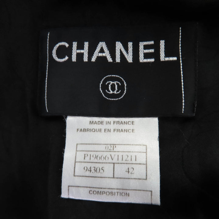 Great CHANEL Jacket COCO Mark ZIP black wool Women 42 02P P19666V11211