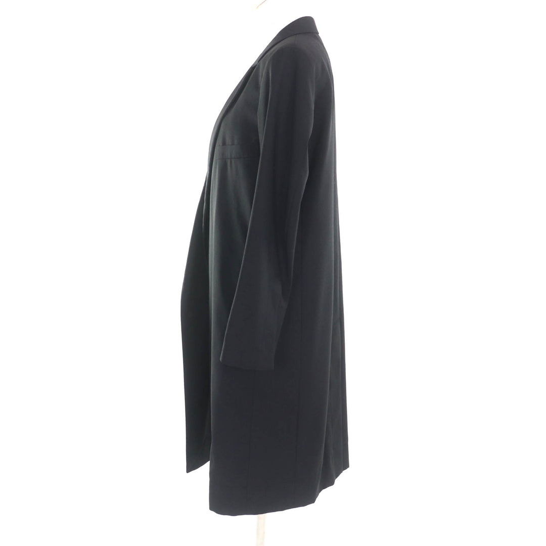 Excellent CELINE front open crombie coat black wool Women 34 2 8T43 460A