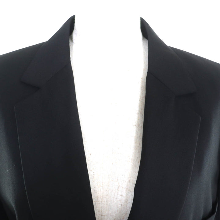 Excellent CELINE front open crombie coat black wool Women 34 2 8T43 460A