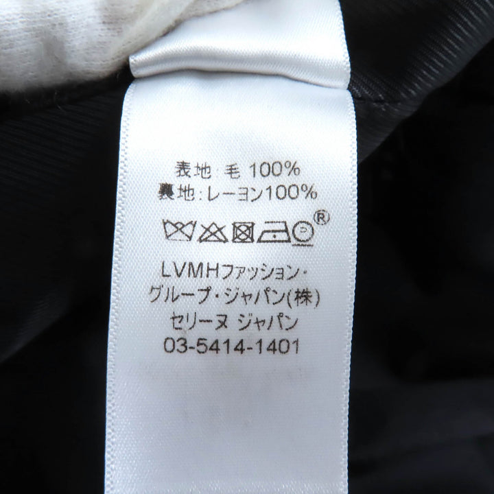 Excellent CELINE front open crombie coat black wool Women 34 2 8T43 460A