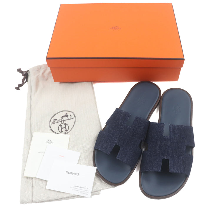 新品 HERMES サンダル イズミール Hロゴスライド インディゴネイビーデニム メンズ 43