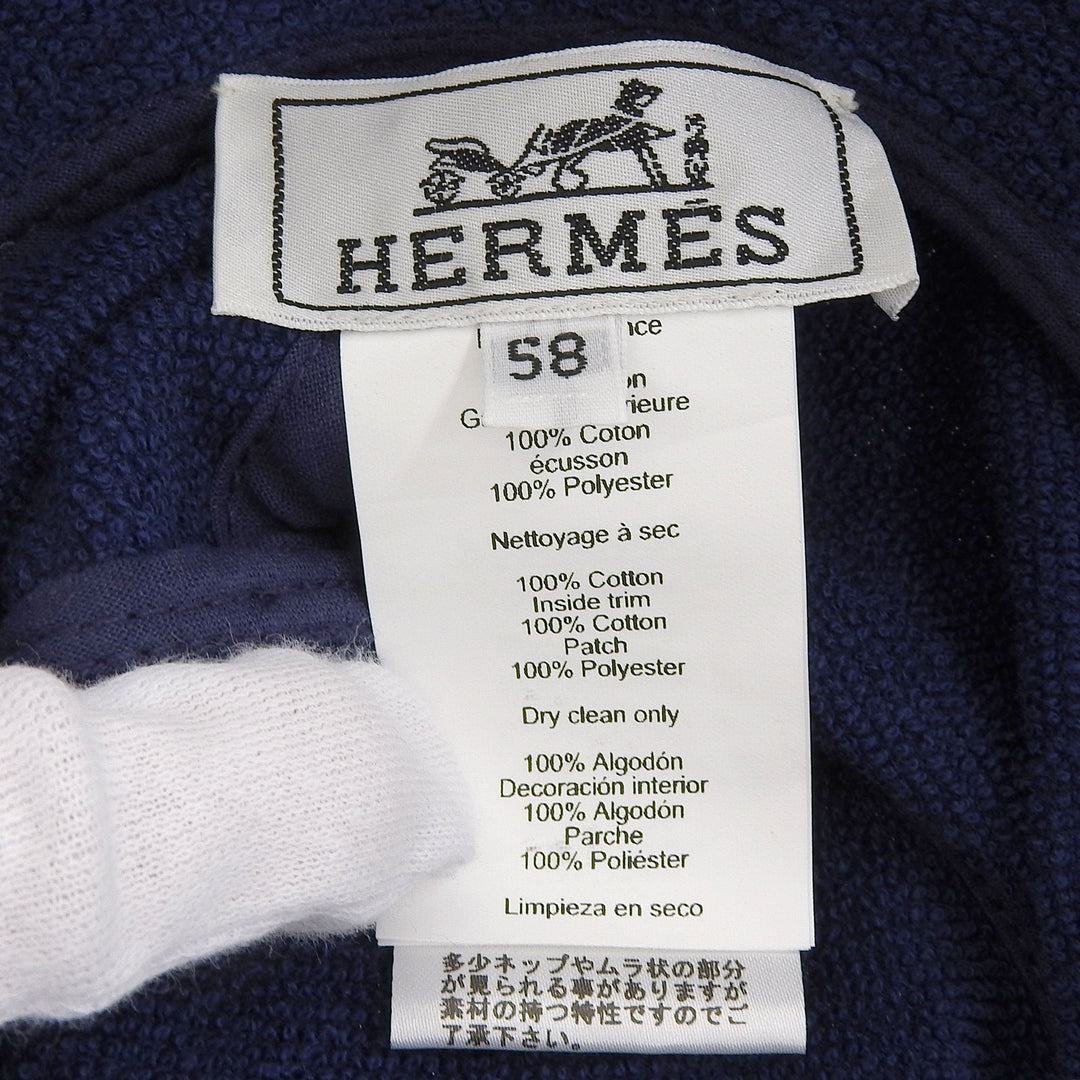 素晴らしいHERMES帽子ハーパーバケットハットブルーコットン58