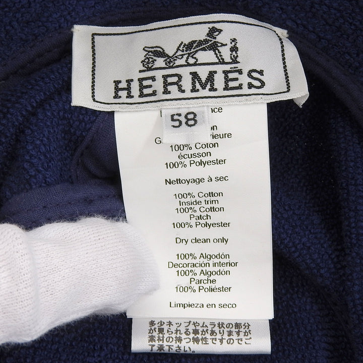 素晴らしいHERMES帽子ハーパーバケットハットブルーコットン58
