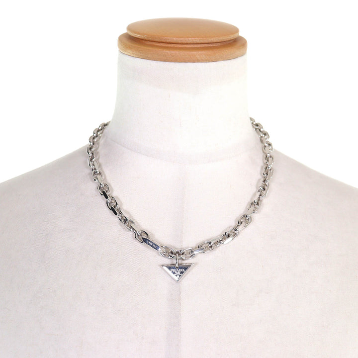 Great PRADA Silver ChainNecklace Triangle logo current products 925 2JCA96