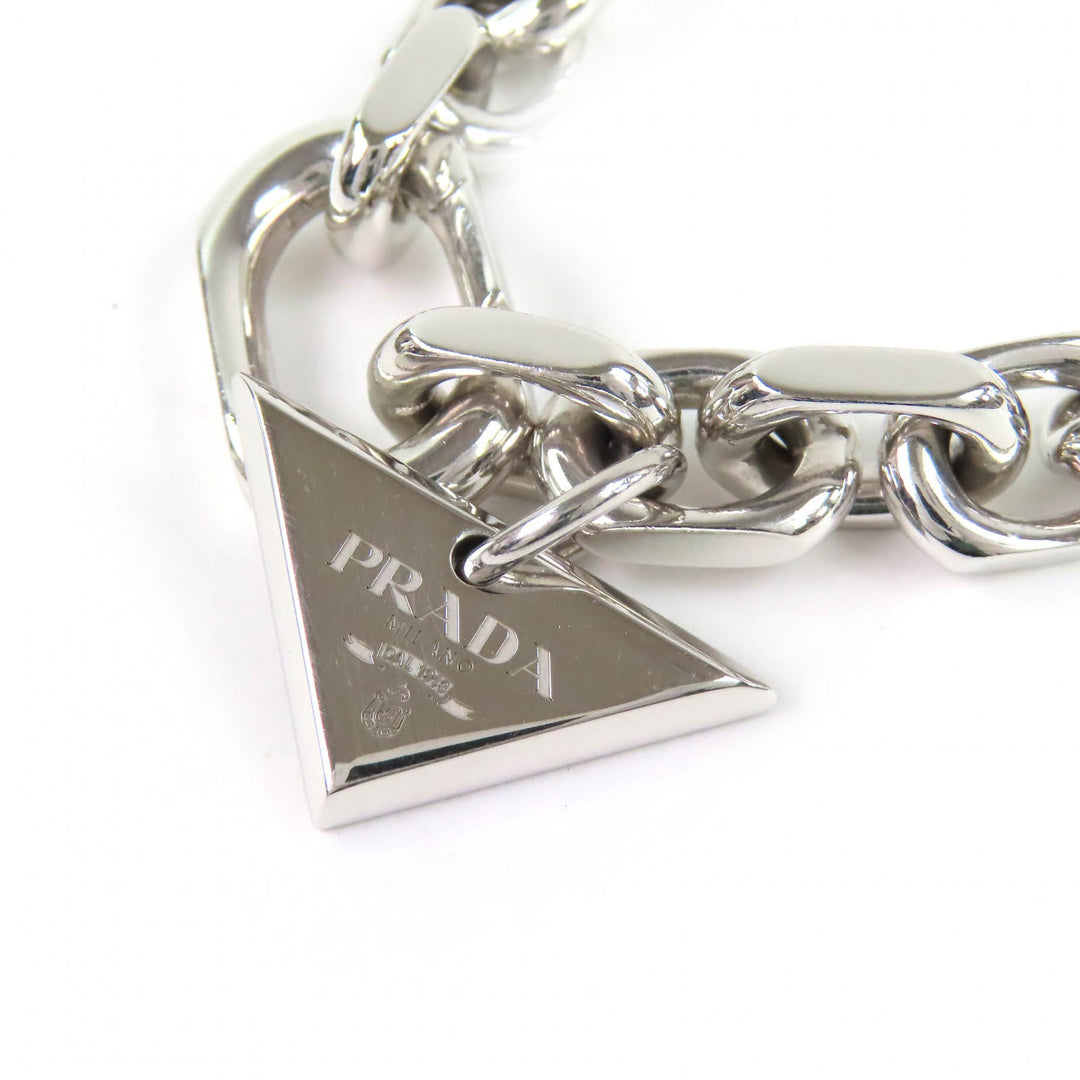 Great PRADA Silver ChainNecklace Triangle logo current products 925 2JCA96
