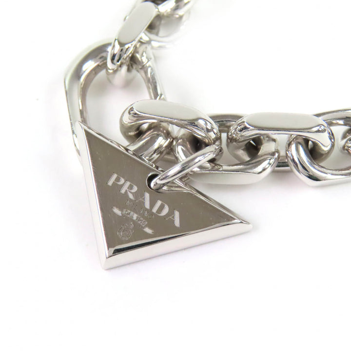 Great PRADA Silver ChainNecklace Triangle logo current products 925 2JCA96