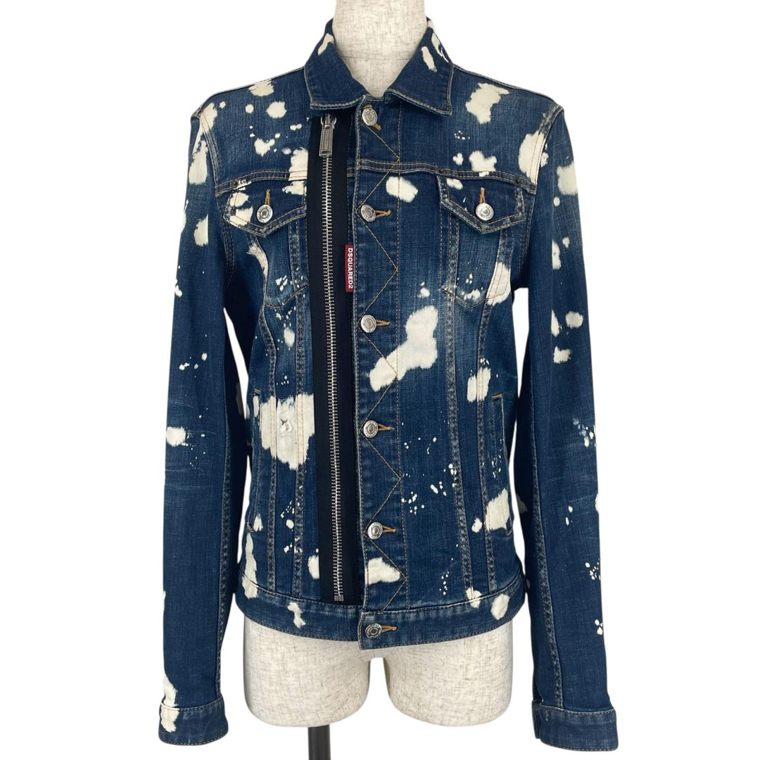 DSQUARED2 デニムジャケット スプラッシュペイント インディゴブルー コットン レディース 36 VO015770