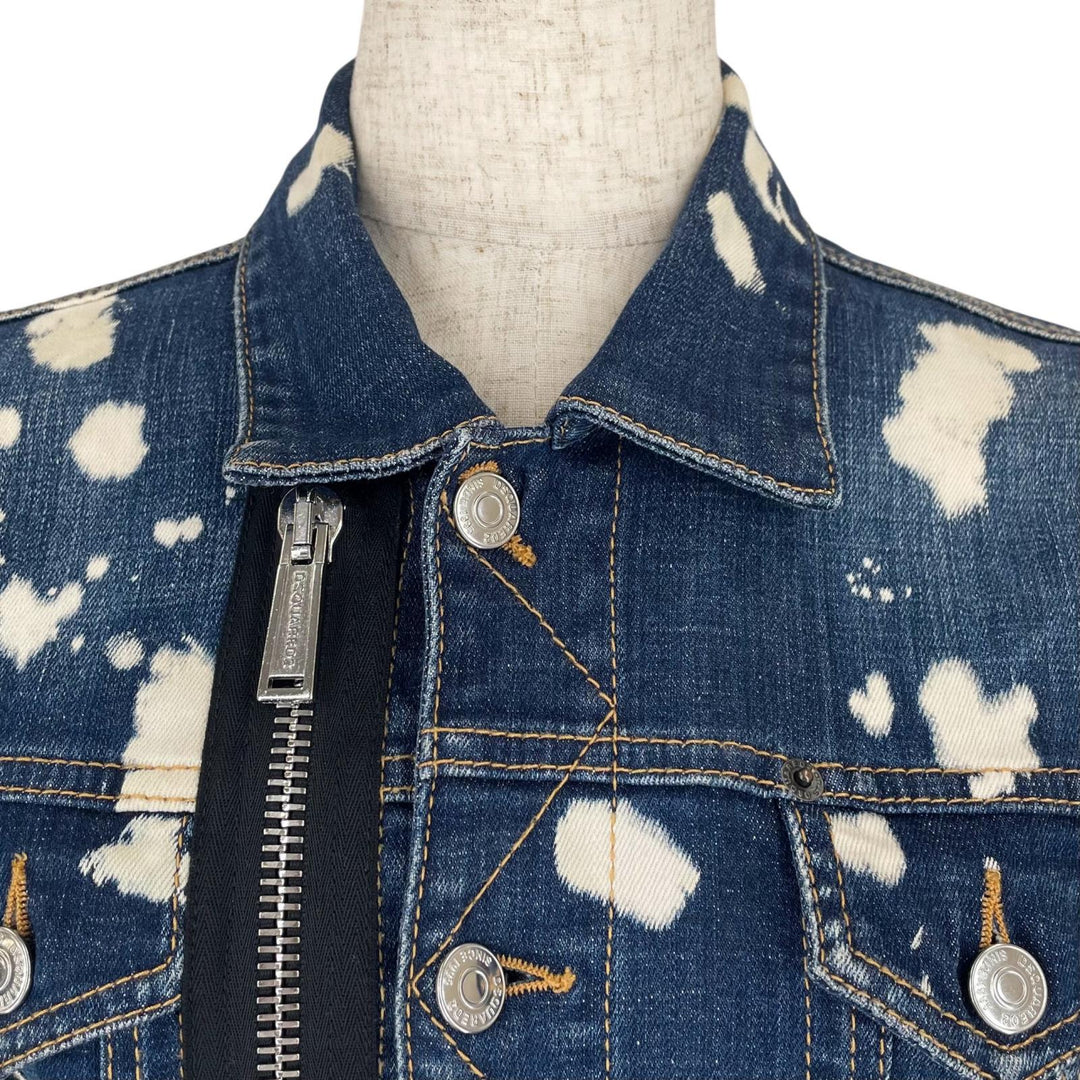 DSQUARED2 デニムジャケット スプラッシュペイント インディゴブルー コットン レディース 36 VO015770