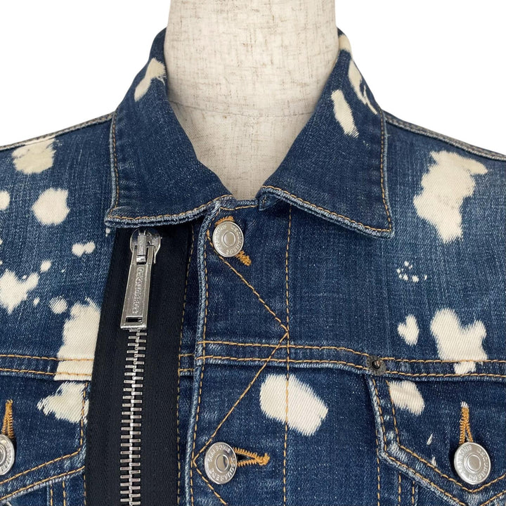 DSQUARED2 デニムジャケット スプラッシュペイント インディゴブルー コットン レディース 36 VO015770