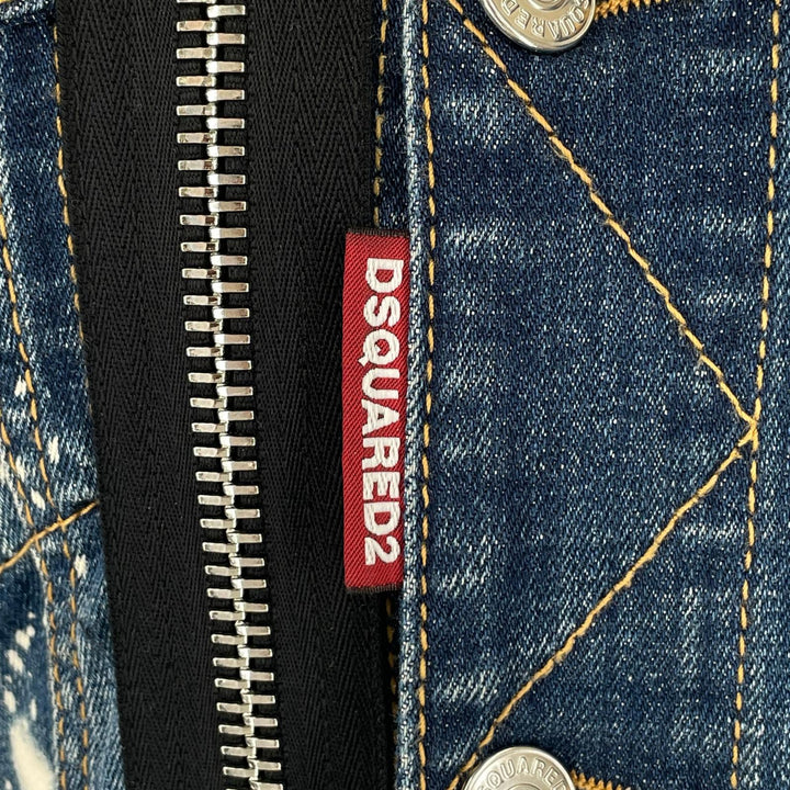 DSQUARED2 デニムジャケット スプラッシュペイント インディゴブルー コットン レディース 36 VO015770