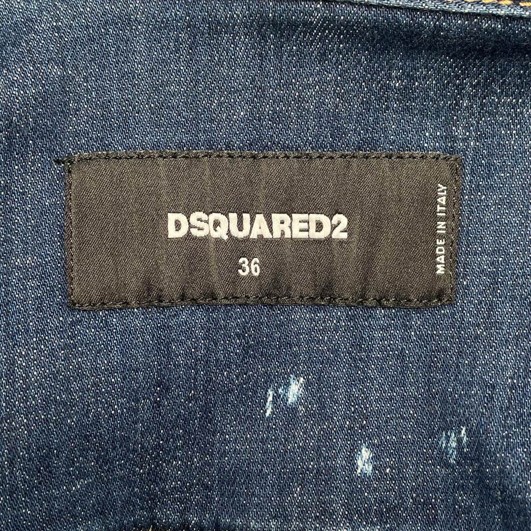 DSQUARED2 デニムジャケット スプラッシュペイント インディゴブルー コットン レディース 36 VO015770